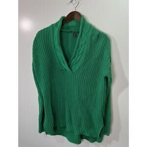 Lauren Ralph Lauren Women's Sweater Size S Kelly Green Shawl Neck Quiet Luxury